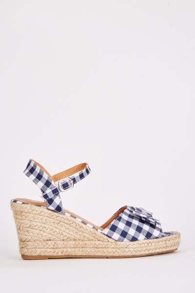 Espadrille Checked Wedge Sandals