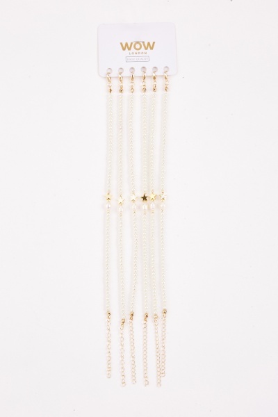 Image of 6 Piece Faux Pearl Star Anklet Bracelet