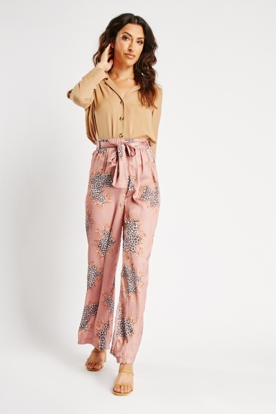 Pink printed sale pants