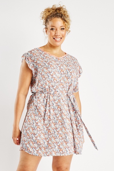 Calico Floral Tunic Dress