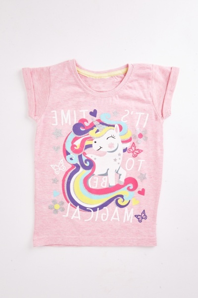 Unicorn Print Girls T-Shirt
