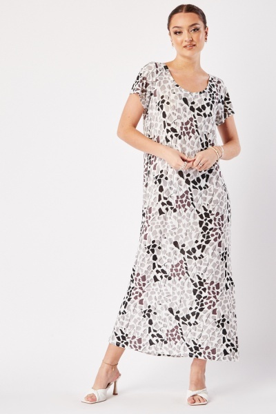 Short Sleeve Speckled Maxi Dress
