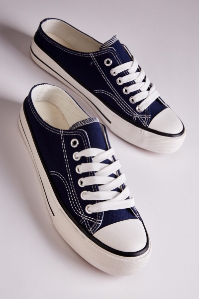 Lace Up Slip On Canvas Sneakers