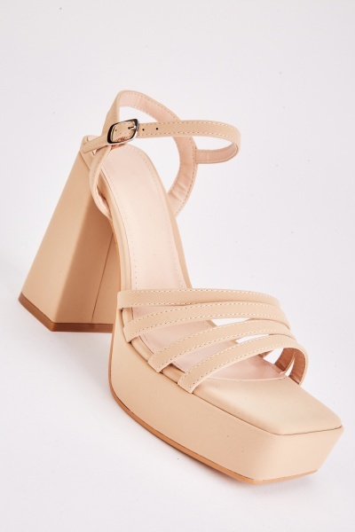 Square Toe Strappy Heeled Shoes