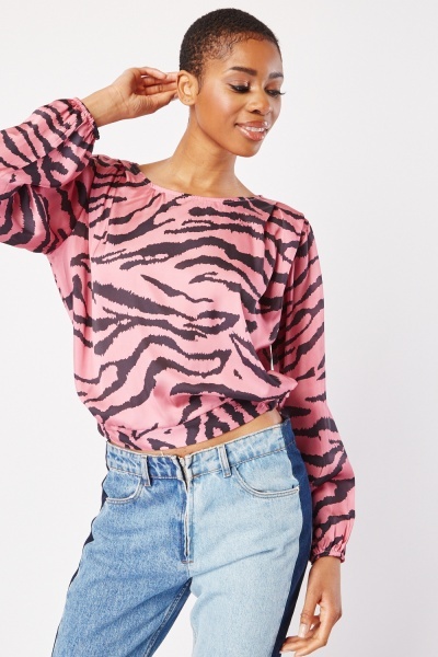 tiger striped print blouse