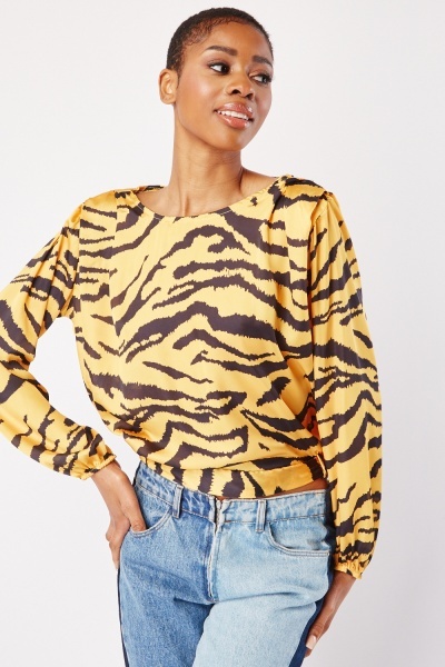 Image of Tiger Striped Print Blouse