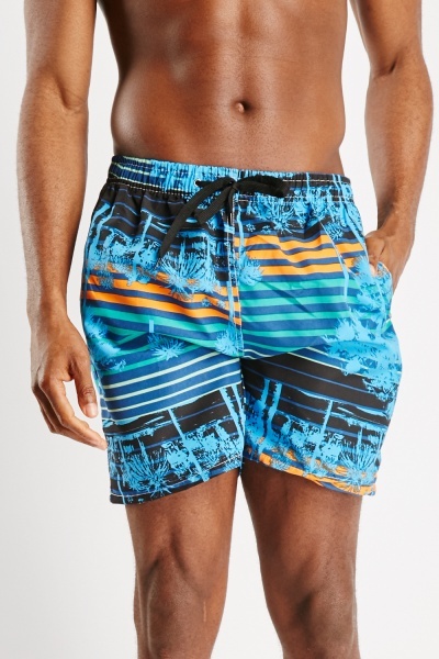 Summer Beach Vibe Print Swim Shorts