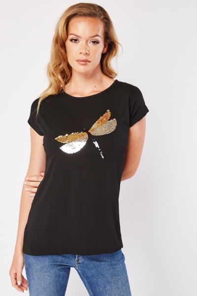 Image of Dragon Fly Sequin Embellished Top
