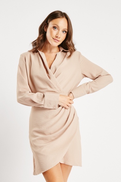 Wrap Front Collared Dress