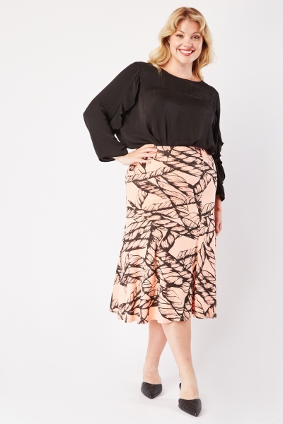 All Over Printed Midi Skirt