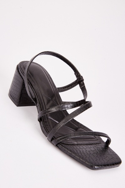 Textured Strappy Square Toe Sandals