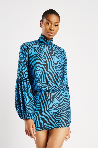 Image of Zebra Print Mini High Neck Dress