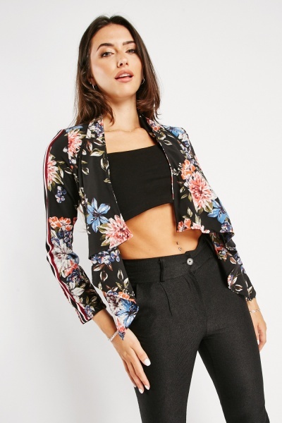 Open Front Waterfall Floral Jacket