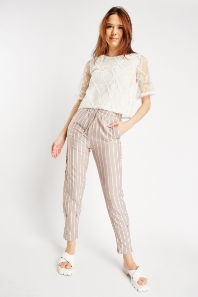 Image of Striped Elasticated Trousers