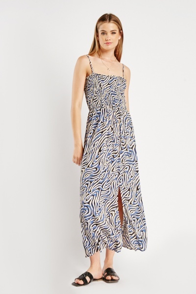 Swirl Printed Strappy Maxi Dress