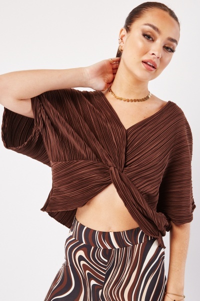 Image of Knotted Pleated Blouse