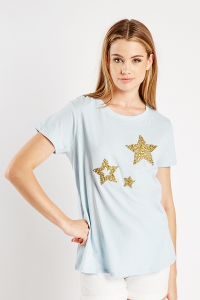 Image of Embroidered Star Casual T-Shirt