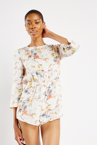 Image of Flared Sleeve Floral Playsuit