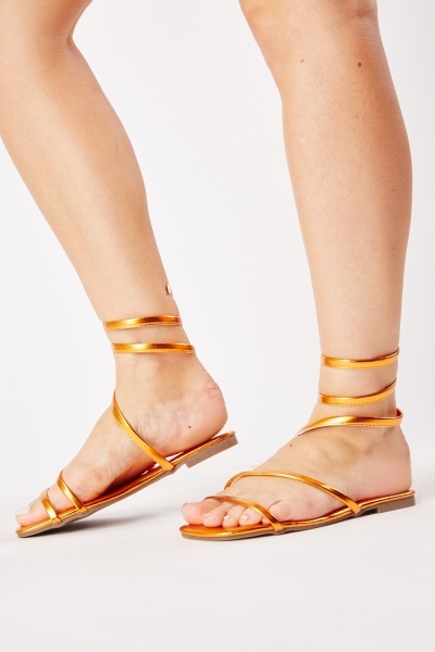 Spiral Metallic Flat Sandals