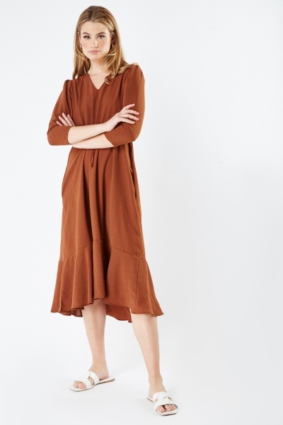 Image of Drawstring Waist Midi Dress