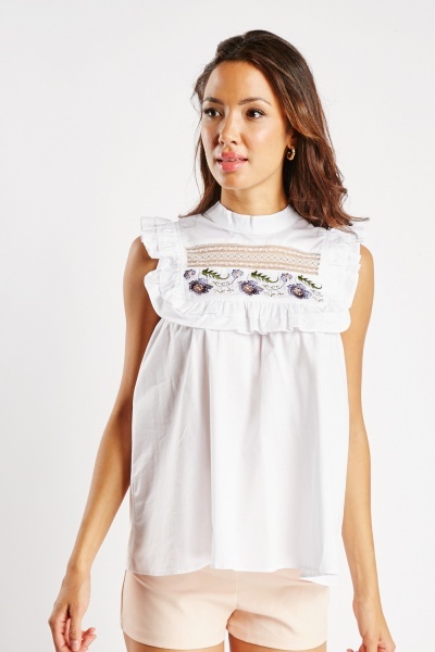 Embroidered Bib Attached Top