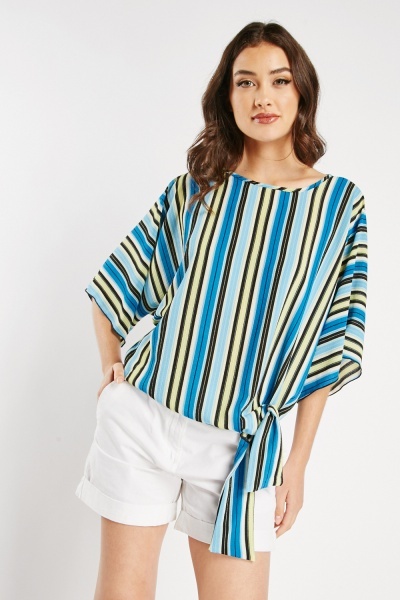 Knotted Striped Blouse