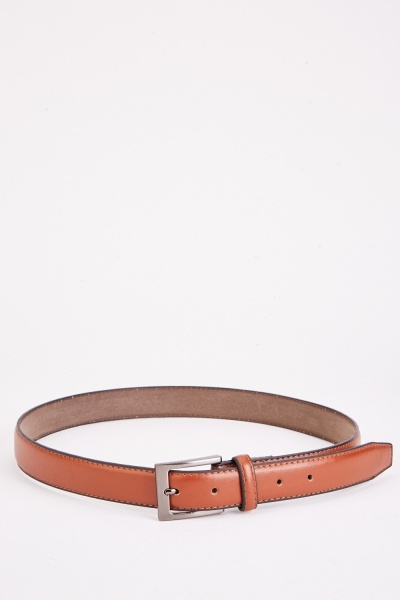 Mens Faux Leather Buckled Belt