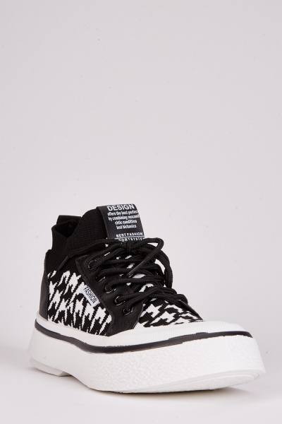 Houndstooth Chunky Platform Trainers