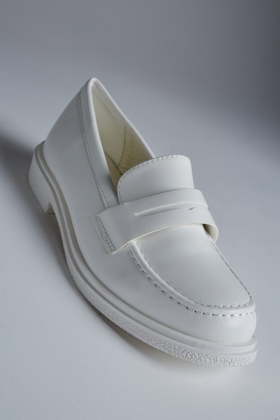 Image of Cut Out Detail White Loafers
