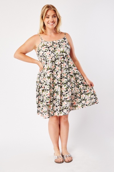 Floral Strappy Tiered Dress