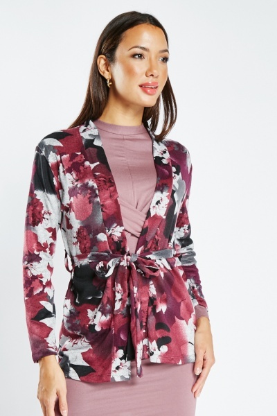 Image of Tie Up Floral Cardigan