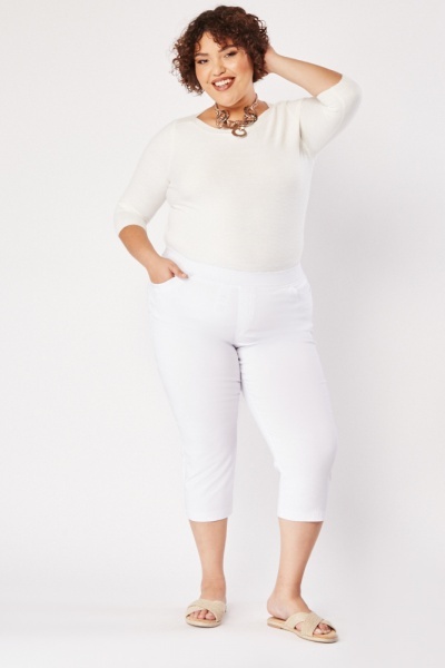 Crop Pedal Pushers In White