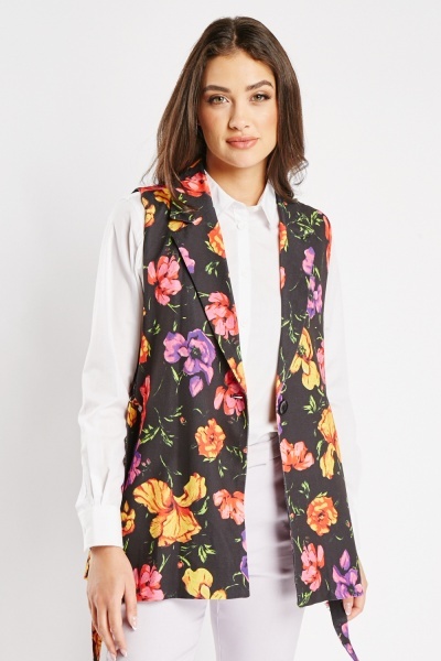 Image of Floral Print Cut Out Side Gilet
