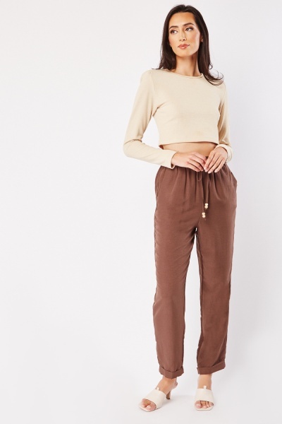 Image of Rolled Hem Elasticated Trousers