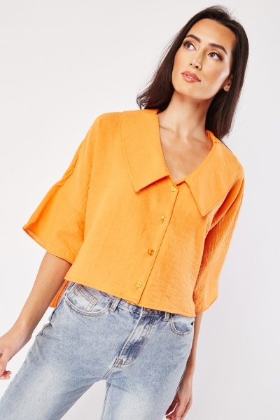 Image of Collared Textured Blouse