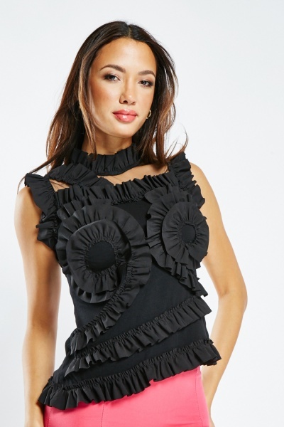 Image of 3D Ruffle Detail Top