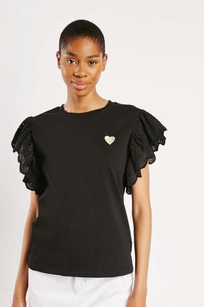 Broderie Anglaise Short Sleeve Top