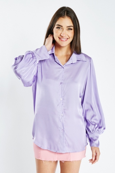 Image of Fitted Sleeve Silky Shirt