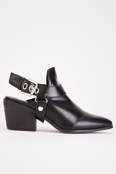 Image of Cut Out Block Mid Heel Boots