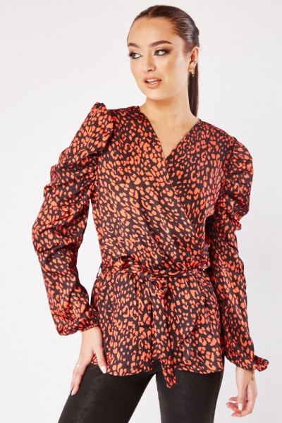 Image of Speckled Wrap Blouse