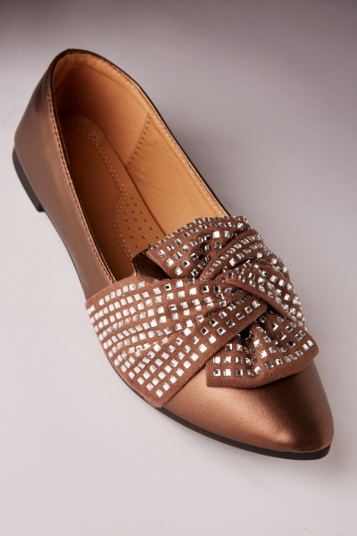 Image of Encrusted Twist Knot Front Ballet Pumps