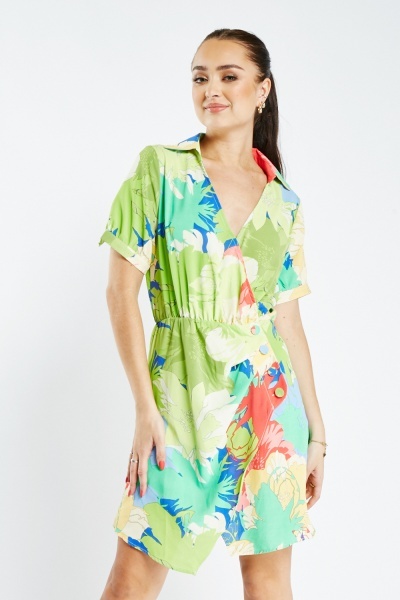 Image of Abstract Art Print Wrap Dress