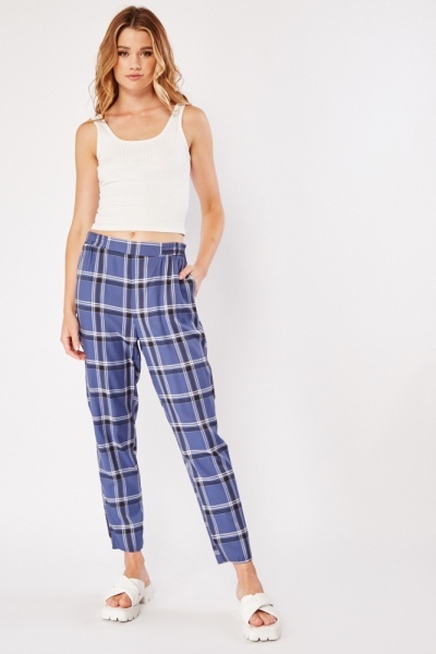 Plaid sales straight pants