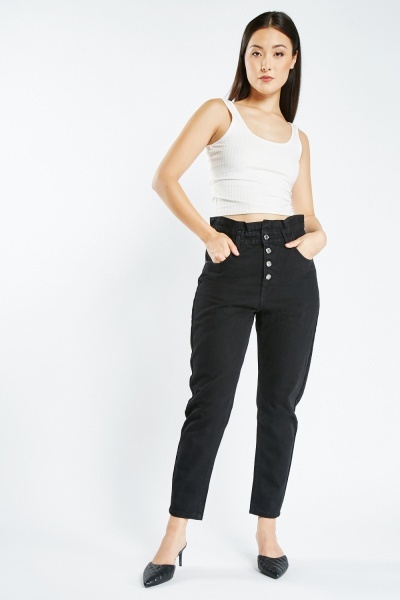 Image of Mom Fit Paperbag Waist Jeans