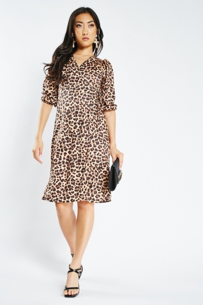 Leopard Print Wrap Dress