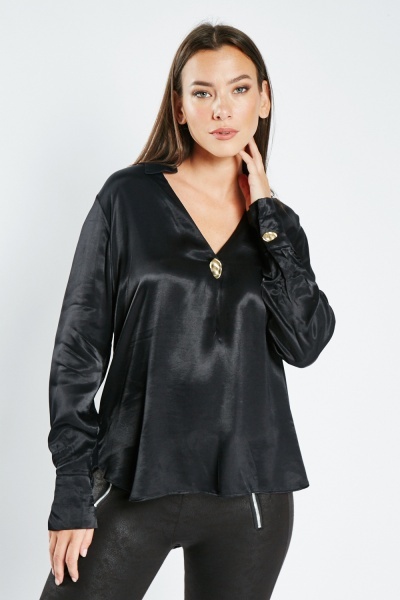 Image of Statement Button Detail Blouse
