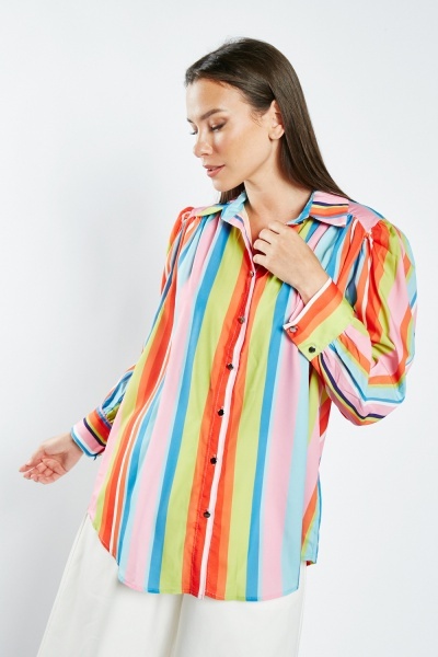 Vertical Striped Buttoned Shirt