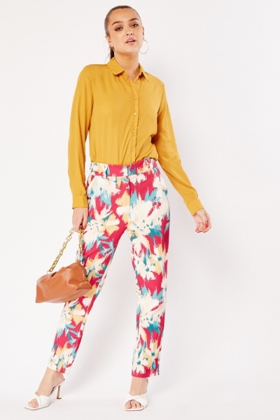 Image of Abstract Art Print Tapered Trousers