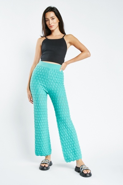Image of Scallop Hem Knitted Trousers