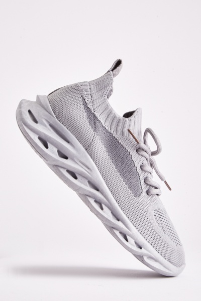 Image of Chunky Lace Up Knit Trainers